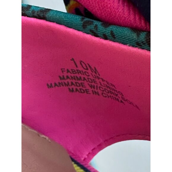 Gianni Bini Shoes Womens Sz 10 Colorful Pink / Blue Strap Wedge Sandals Open Toe - Picture 7 of 13